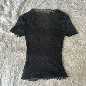 Black glitter mesh top